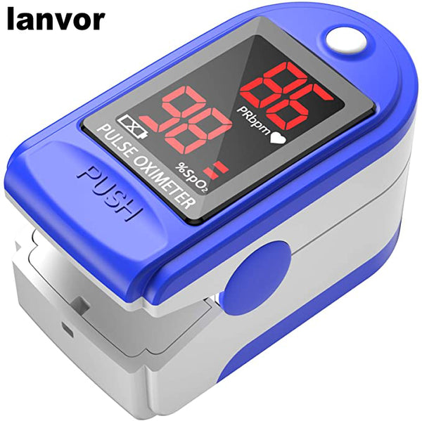lanvor Finger Oximeter with Pulse, Fingertip Pulse Oximeter with Respiration, Portable Blood Oxygen Saturation Monitor with Pulse, 1 * Spo2 Sensor, 1 * Lanyard and 2 * Batteries